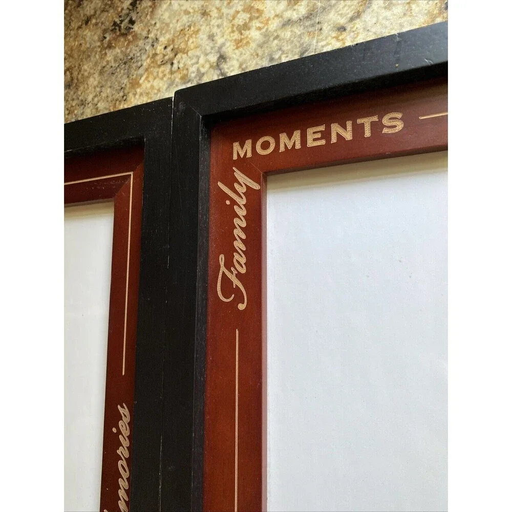 2 Family Moments Cherished Memories Wood Picture Frames Hanging Or Free Standing